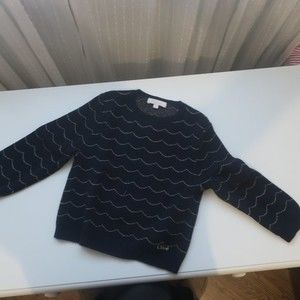 CHLOE Kids Navy Blue Sweater with metallic embroidered scallop design SIZE 2Y